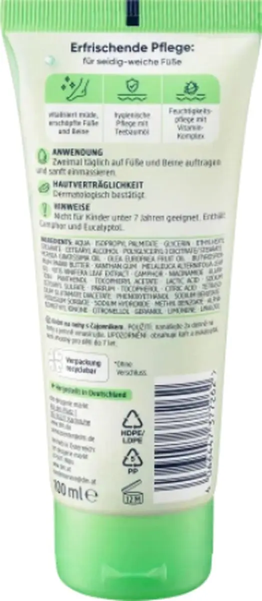 Balea Voetcrème Tea Tree Olie - 6x100ml - Vegan