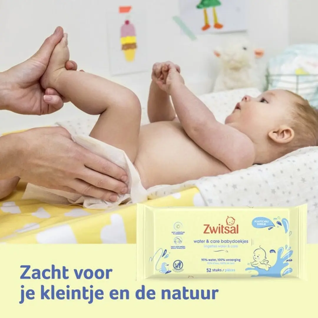 Zwitsal Water & Care Babydoekjes 104 Stuks - 2x52 Stuks
