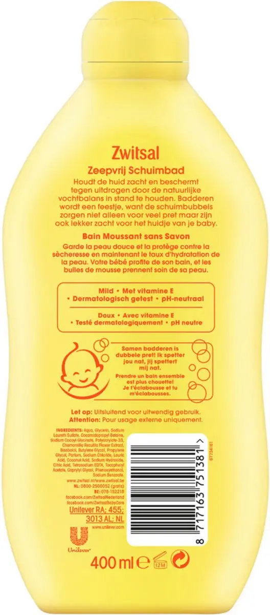 Zwitsal Schuimbad Zeepvrij 400ml