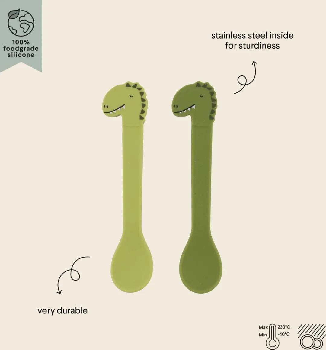 Trixie Silicone Lepers 2-delig - Mr. Dino - Multicolor