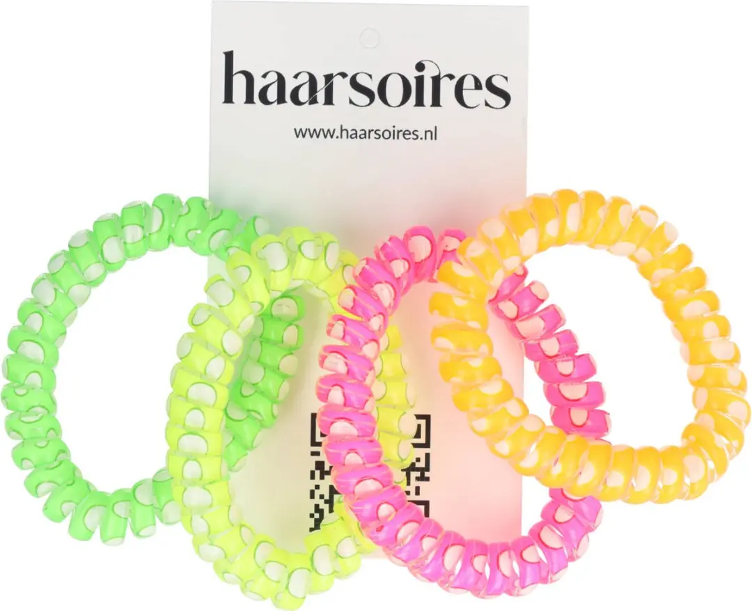 Haarsoires Invisibobble 5cm Spiraal Haar Elastieken - Neon Print - 4 Stuks