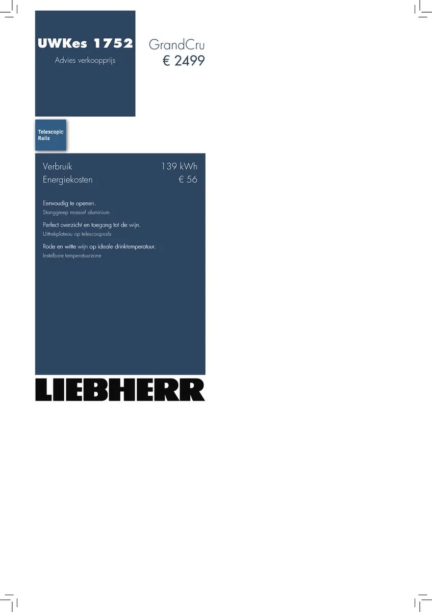 Liebherr UWKes 1752 Inbouwwijnkoelkast