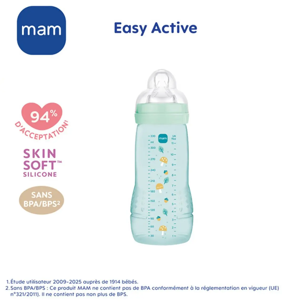 MAM Easy Active Fles 2e Fase 330ml - Groen