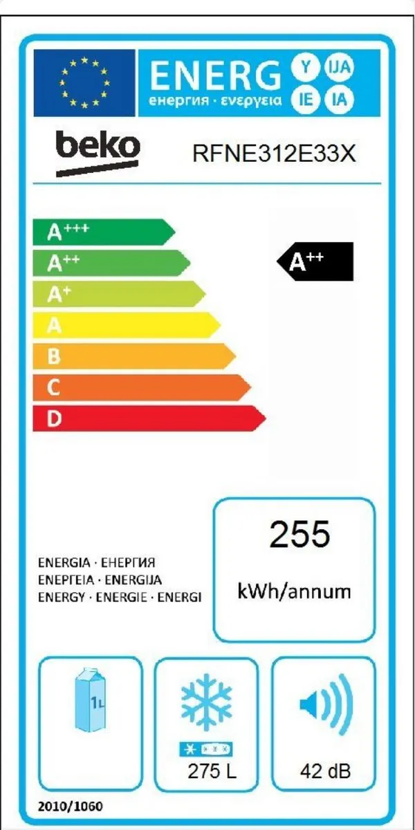Beko RFNE312E33XN Vriezer - 277L - 8 Vakken - 16 kg/dag