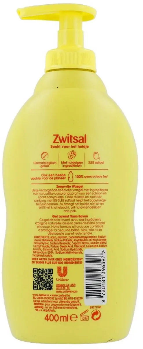 Zwitsal Zeepvrije Wasgel 400ml