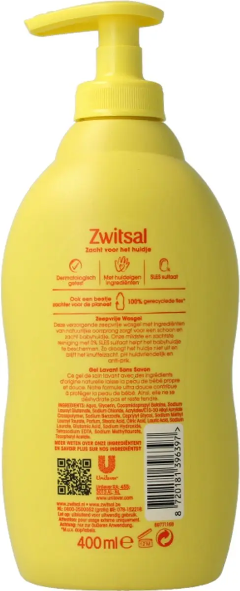 Zwitsal Zeepvrije Wasgel 400ml