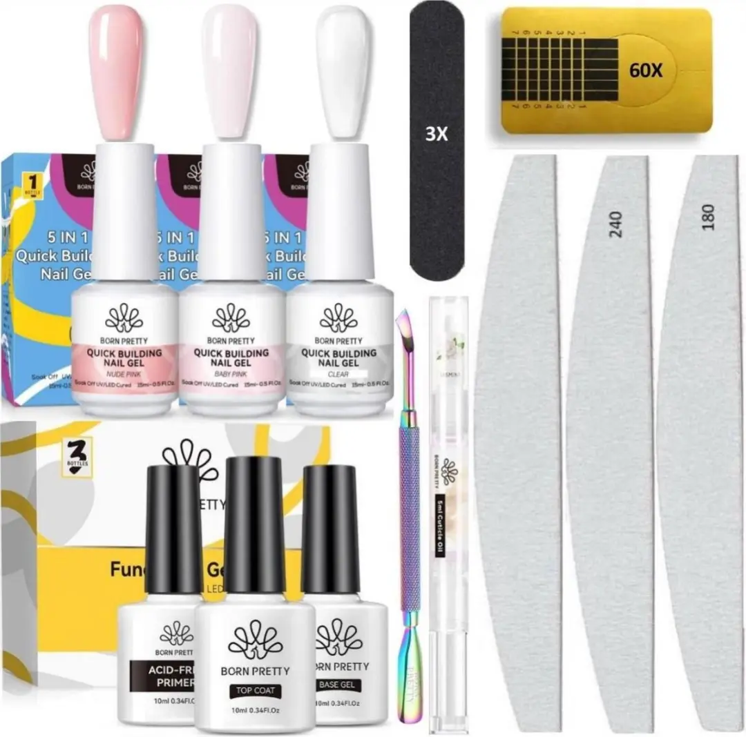 Born Pretty BIAB Builder Gel Set - 11 Stuks - 15ml - Baby pink