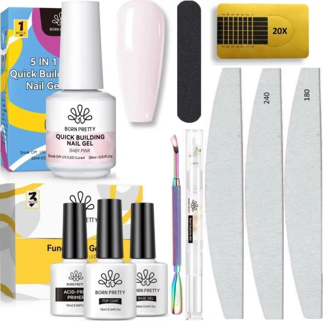 Born Pretty BIAB Builder Gel Set - 11 Stuks - 15ml - Baby pink
