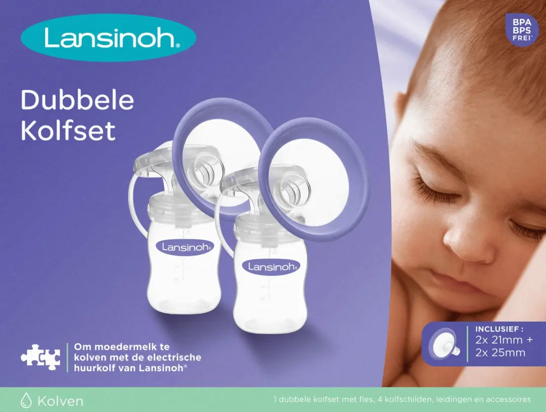 Lansinoh Smartpump Dubbelzijdige Afkolfset 21mm/25mm - Paars/Transparant