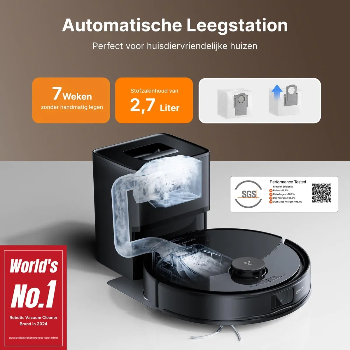 Roborock Q10 PF+ Robotstofzuiger - 10000Pa Zwart