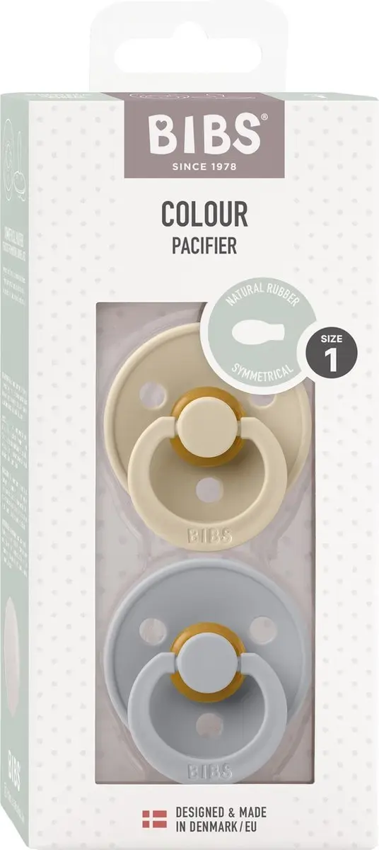 BIBS Colour Fopspeen Symmetrisch Maat 2 - Duopack - Vanilla/Cloud