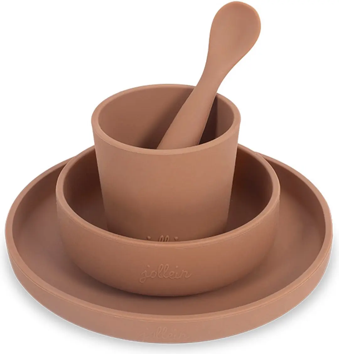 Jollein Kinderserviesset Siliconen Caramel - 4-delig