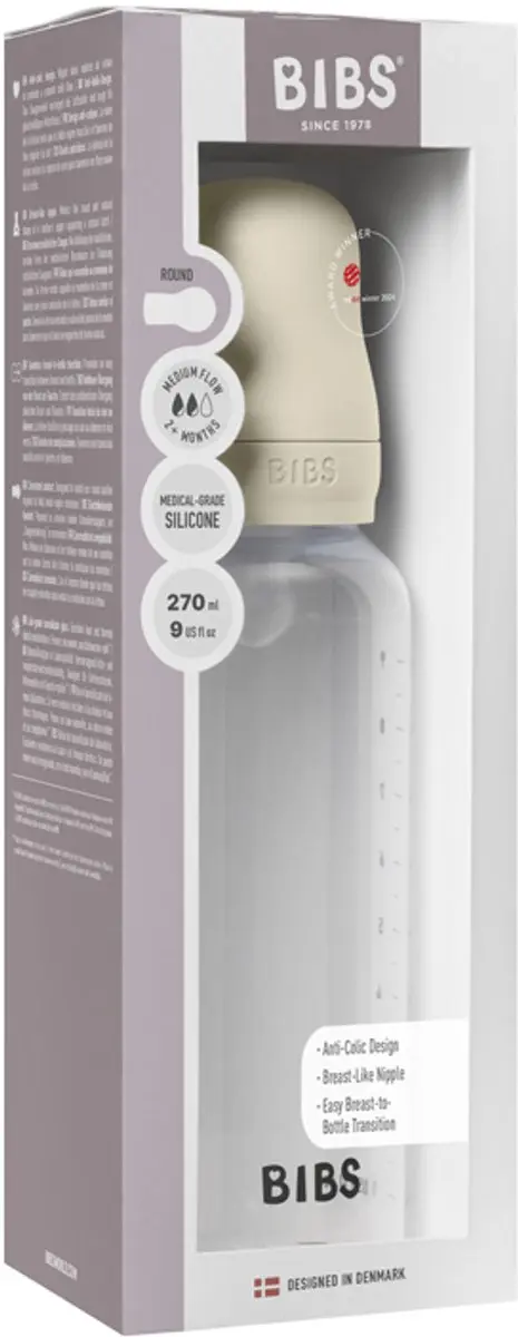 BIBS Fles Medium Flow 270ml - 6 Stuks - Ivory
