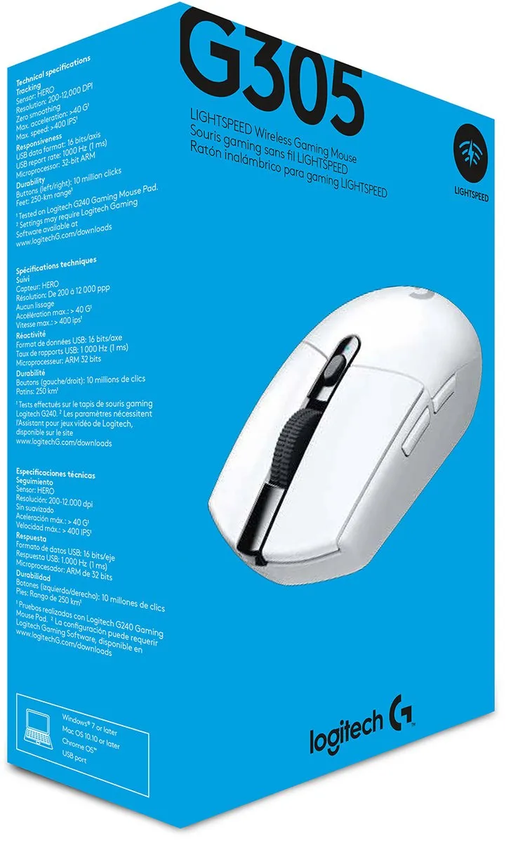 Logitech G G305 Draadloze Muis 910-005292 - 12.000 DPI - Wit