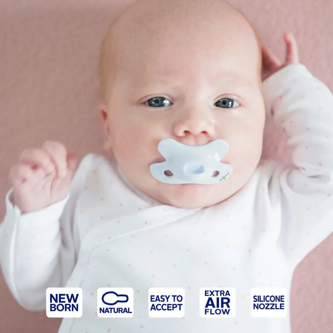 Difrax Natural Fopspeen Newborn - Blauw & Lichtblauw - 2 Stuks