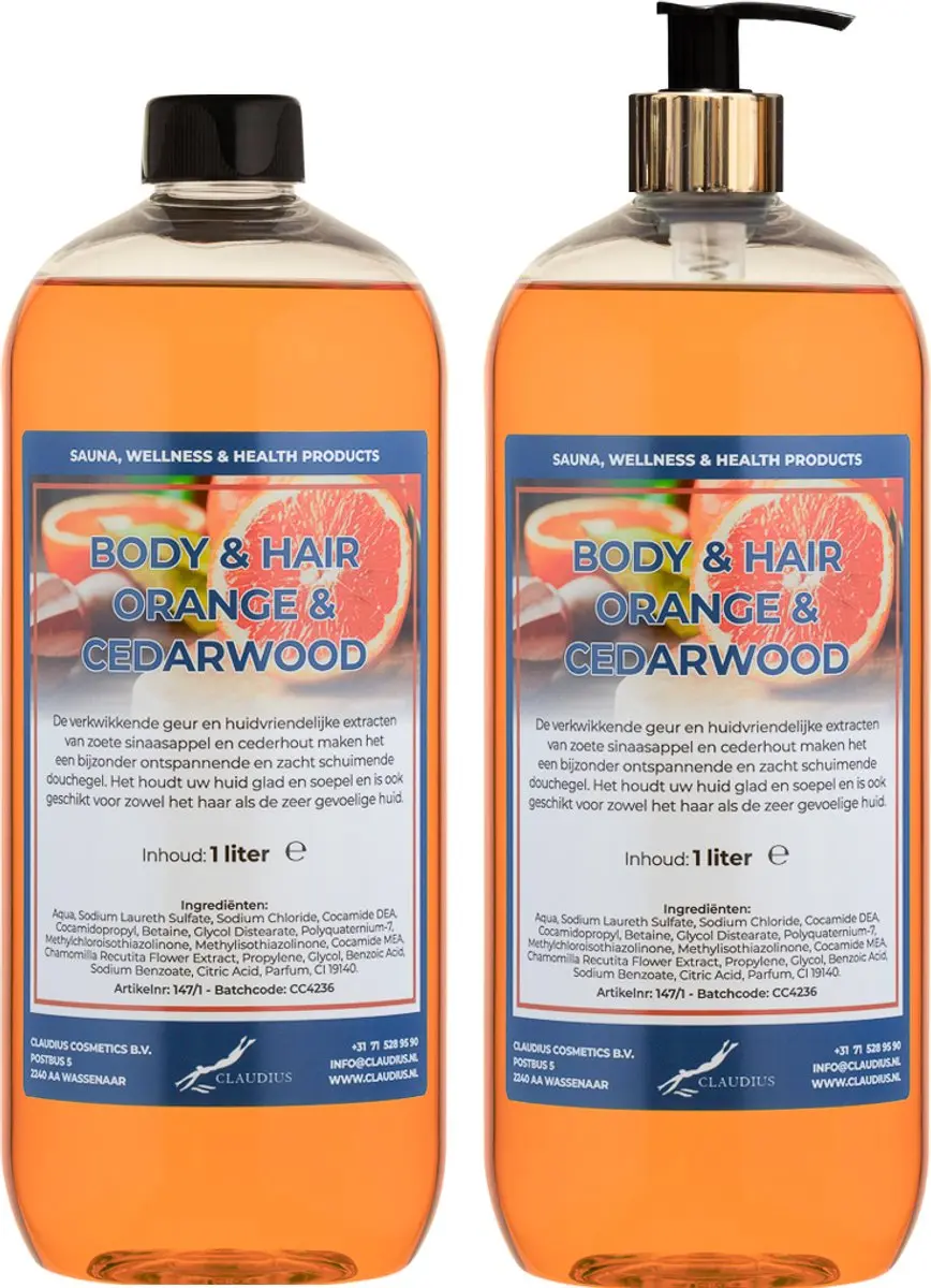 Splashbox Cosmetics Sweet Orange & Cedarwood 2-in-1 Douchegel Haarwas 2x1L