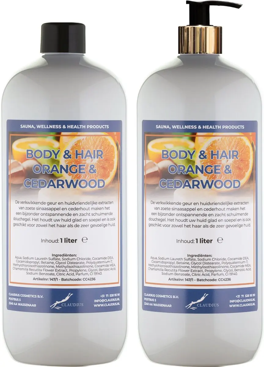 Splashbox Cosmetics Sweet Orange & Cedarwood 2-in-1 Douchegel Haarwas 2x1L