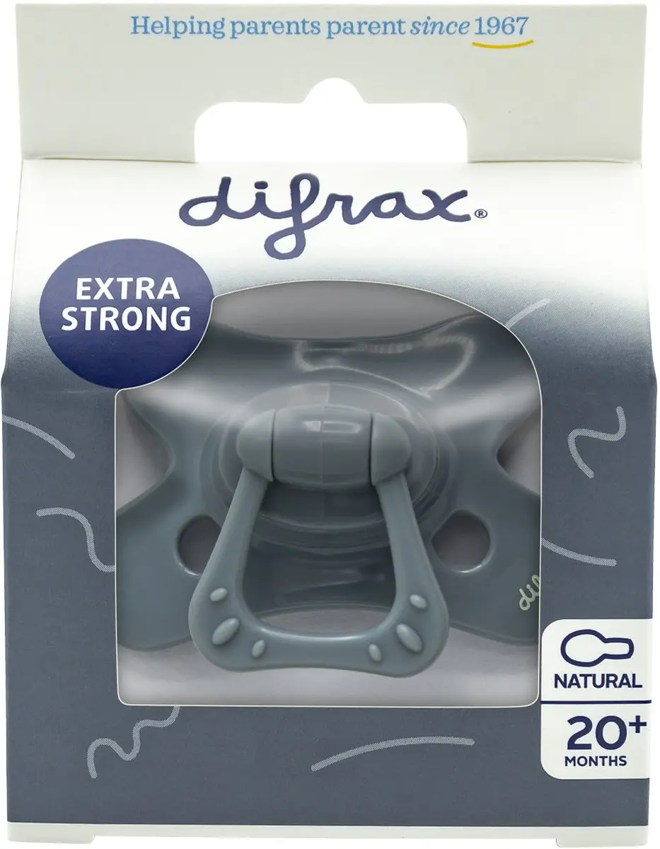 Difrax Fopspeen Natural Siliconen 18+ Maanden - Grijs