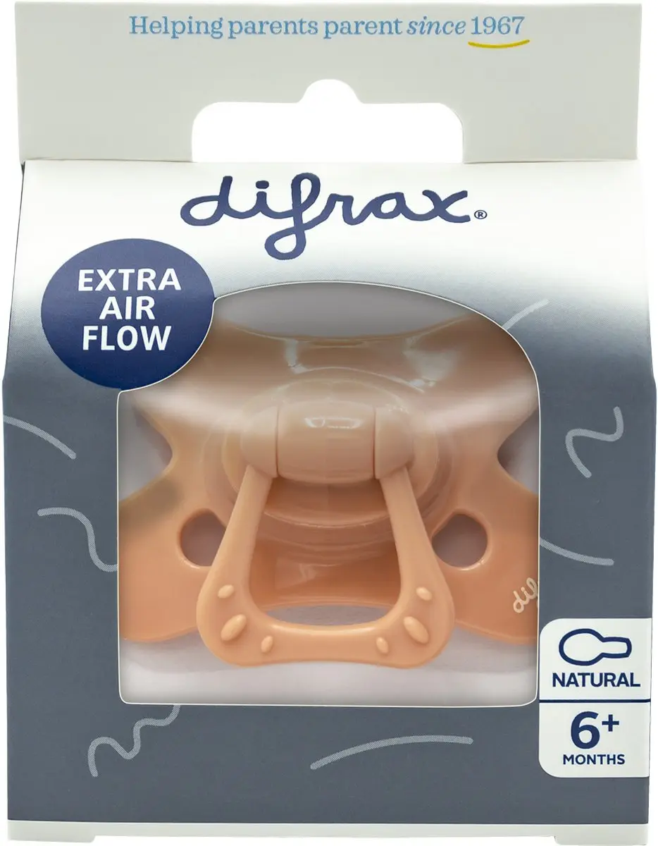 Difrax Fopspeen Natural Siliconen 6+ maanden - Oranje