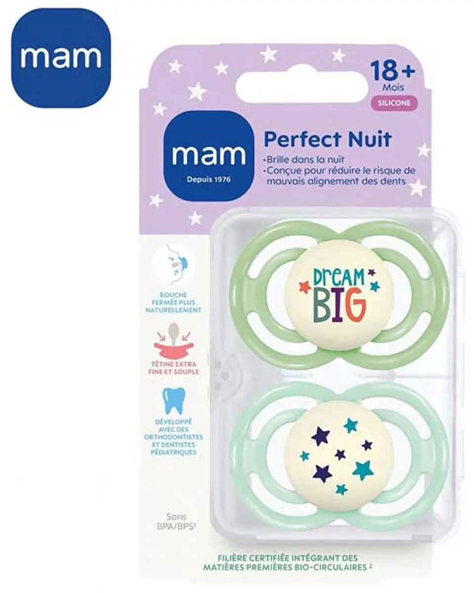 MAM 2 Suckers Perfect Nuit Tendance - 18+ Maanden - Blauw