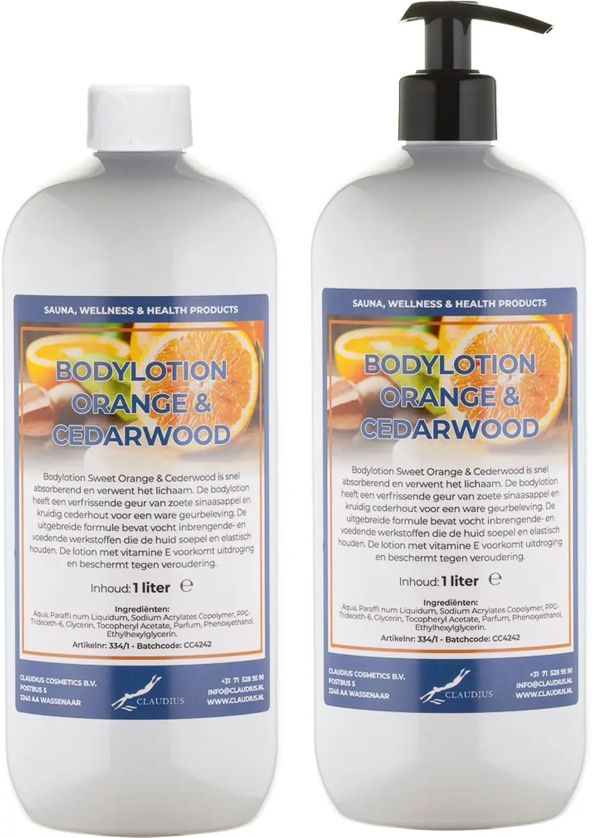 Splashbox Cosmetics Bodylotion Sweet Orange & Cedarwood 1L - 2 Stuks
