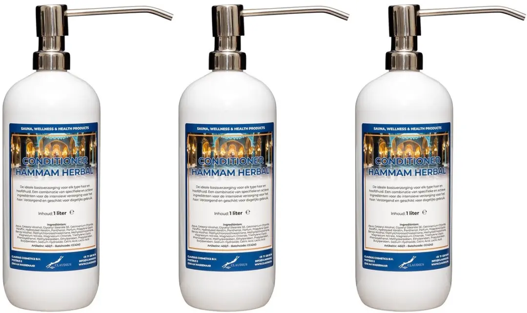 Splashbox Cosmetics Hammam Herbal Conditioner 1L - Set van 3 met RVS pompen