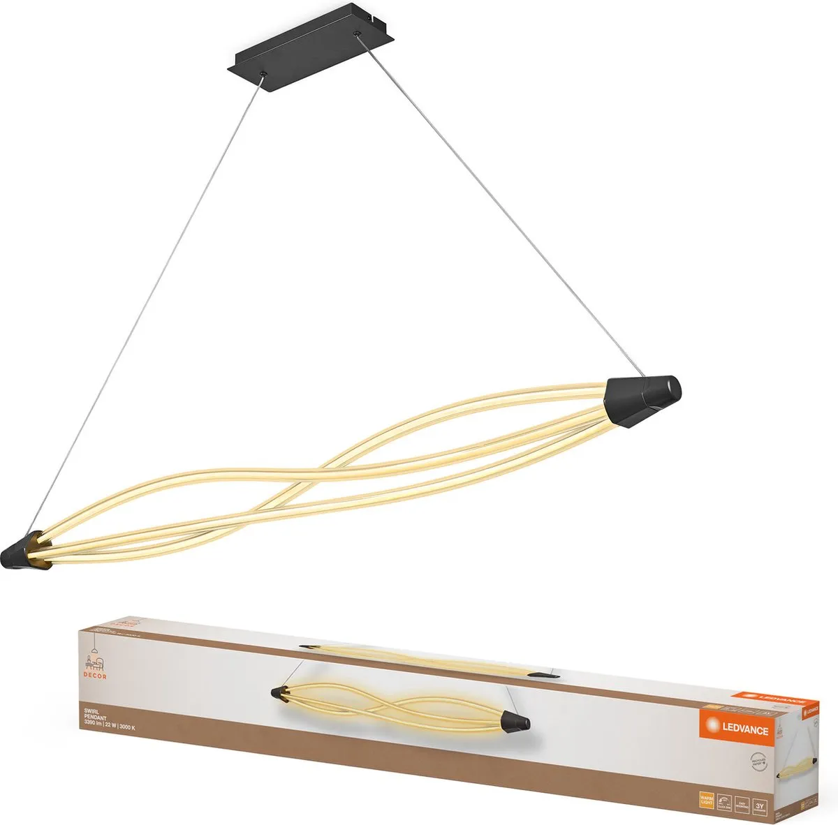 LEDVANCE Decor Swirl Hanglamp 22W 2400lm - Donkergrijs