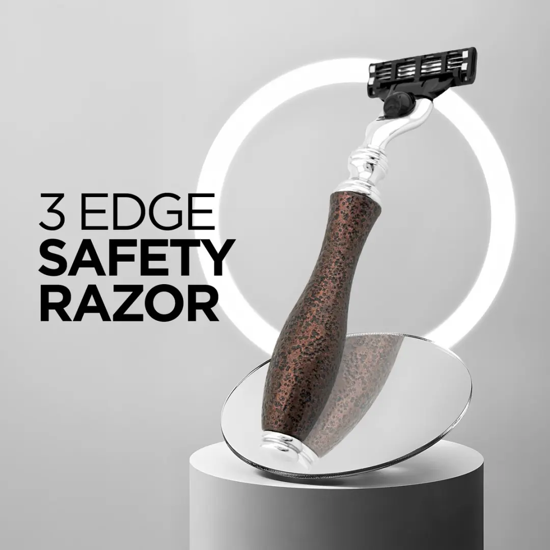 Haryali London 3 Edge Scheermes Antiek Kastanjebruin - 3 Bladen