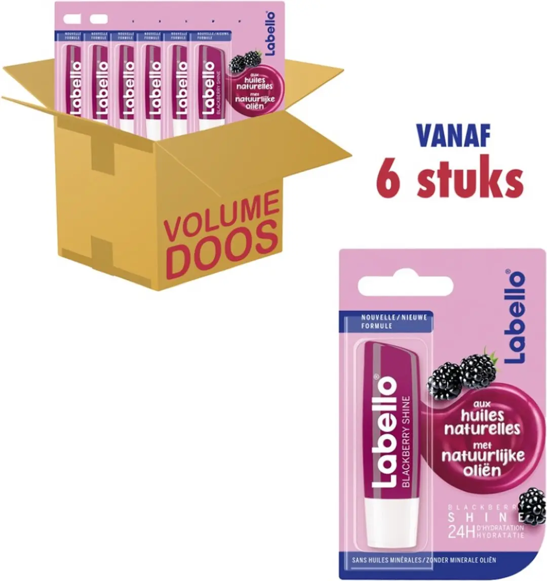 Labello Blister Blackberry Shine Lippenbalsem - 6 Stuks