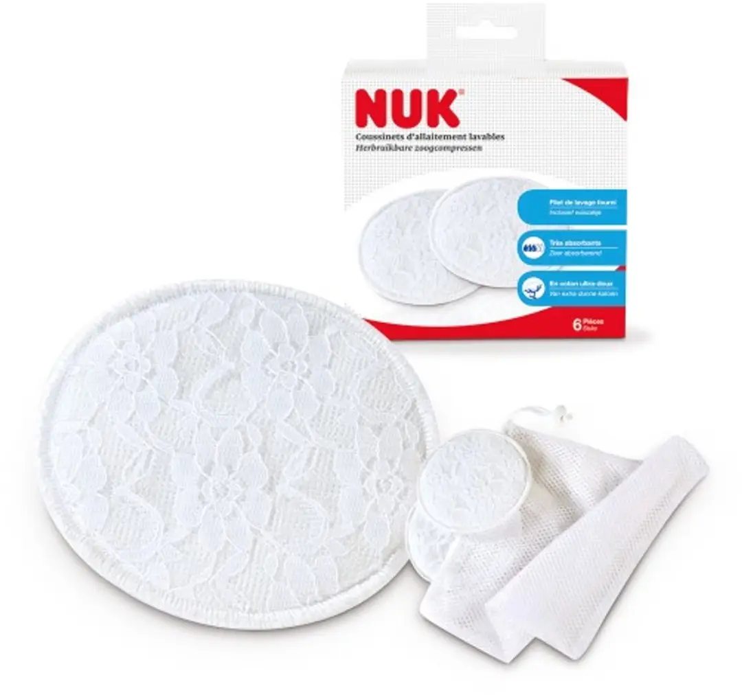 NUK Wasbare Zoogcompressen 6 Stuks - Wit