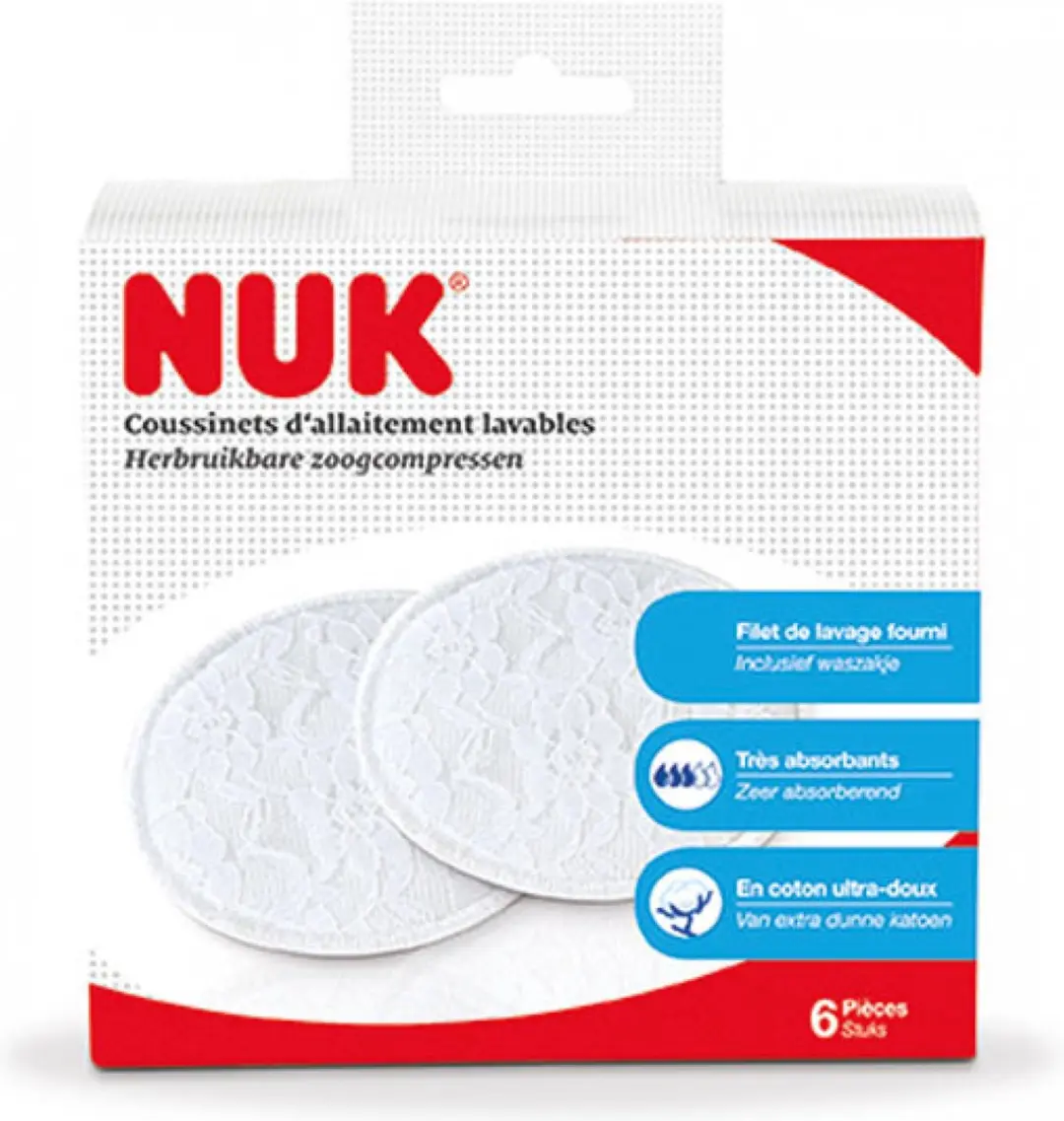NUK Wasbare Zoogcompressen 6 Stuks