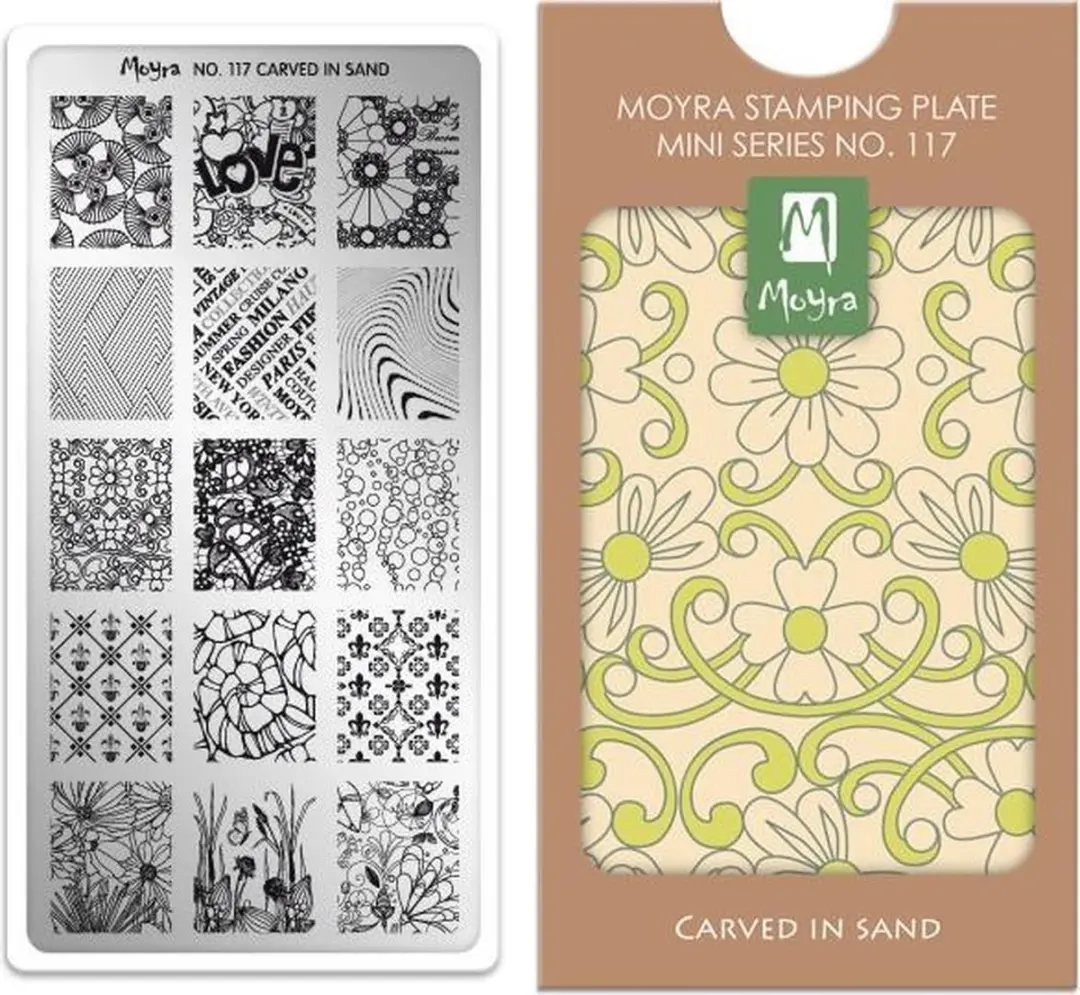 Moyra Mini Stamping Plate M117 Carved in Sand - 55ml