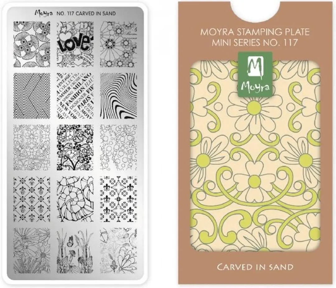 Moyra Mini Stamping Plate M117 Carved in Sand