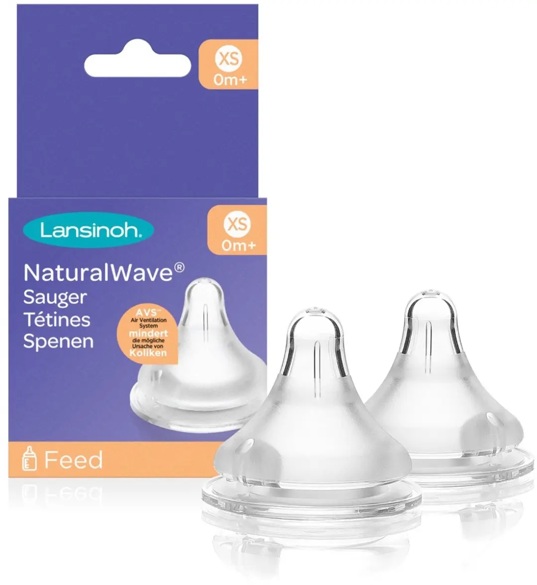 Lansinoh Natural Wave Flow XS Speen - 2 Stuks - Wit