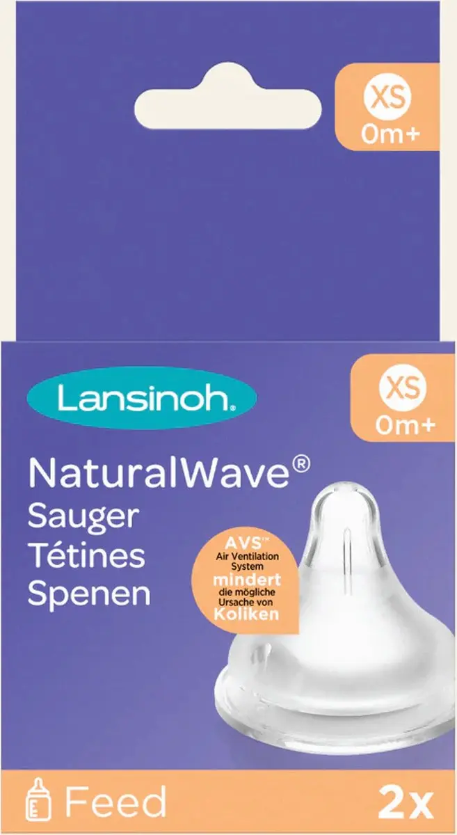 Lansinoh Natural Wave Flow XS Speen - 2 Stuks - Wit