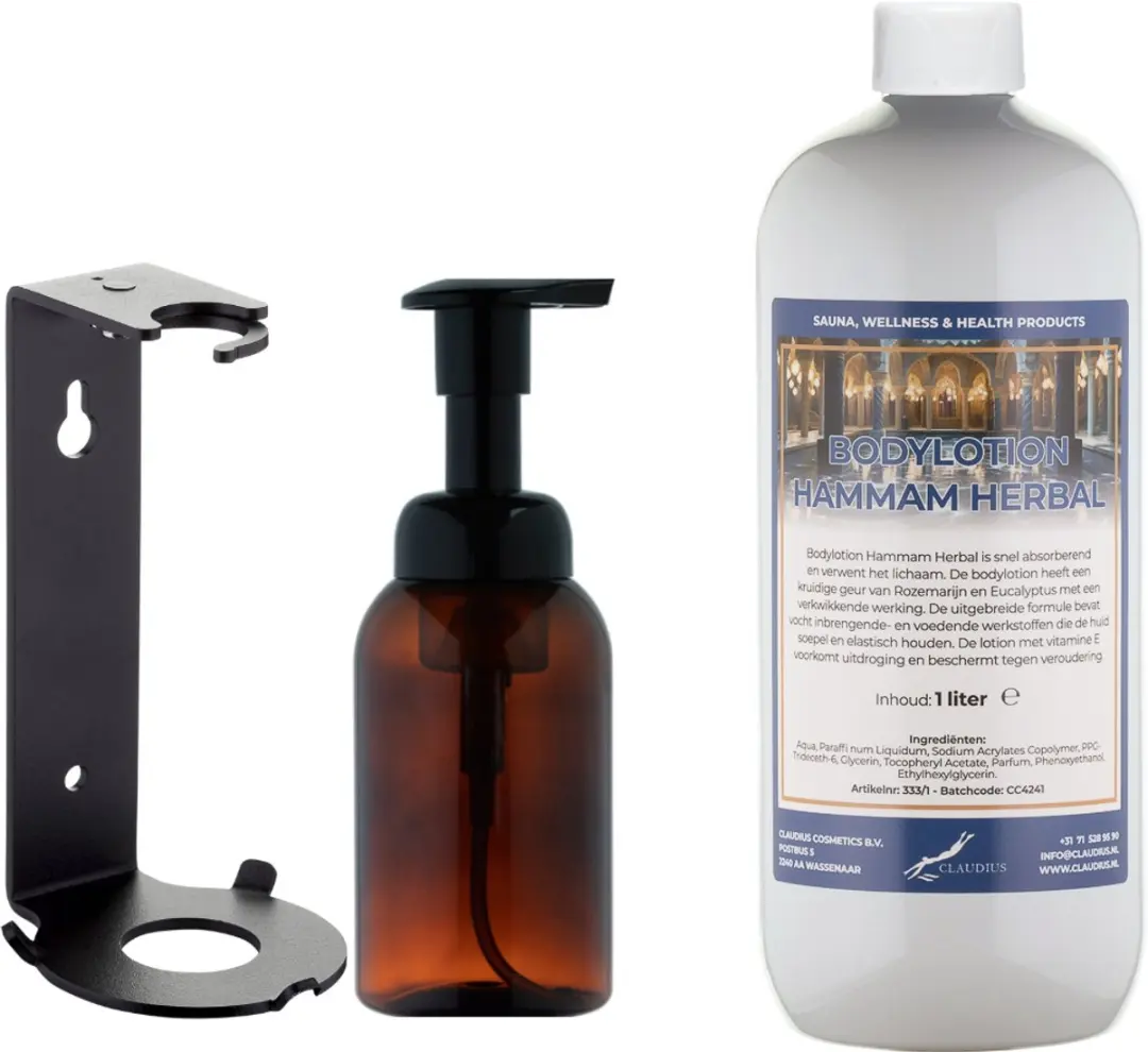 Splashbox Cosmetics Zeepdispenser 300ml + Hammam Herbal Bodylotion 1L