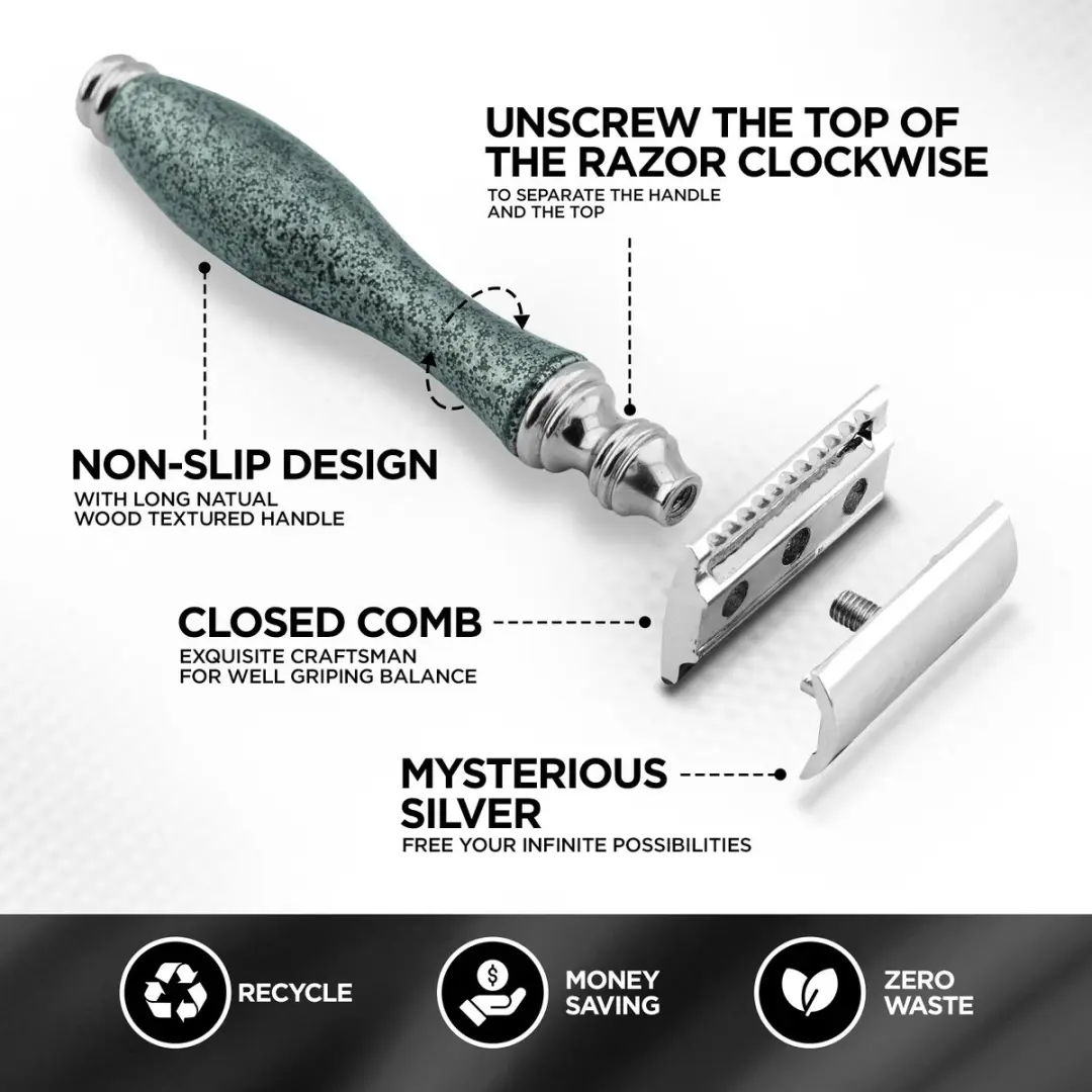 Haryali London Double Edge Safety Razor - Grijs - 5 Stuks - afbeelding 6 van 6
