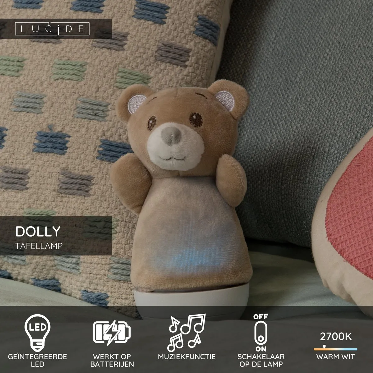 Lucide Dolly LED Tafellamp - 3W 2700K - Bruin
