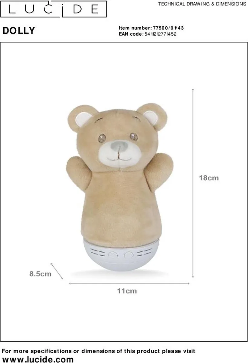 Lucide Dolly LED Tafellamp - 3W 2700K - Bruin