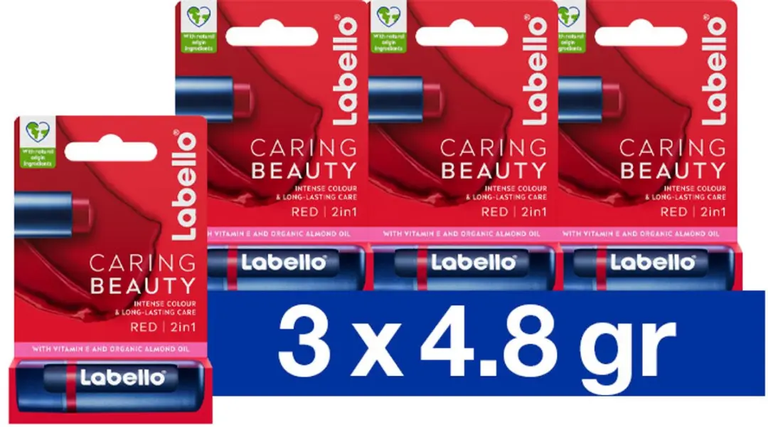 Labello Caring Beauty Lippenbalsem Rood - 3x5.5ml