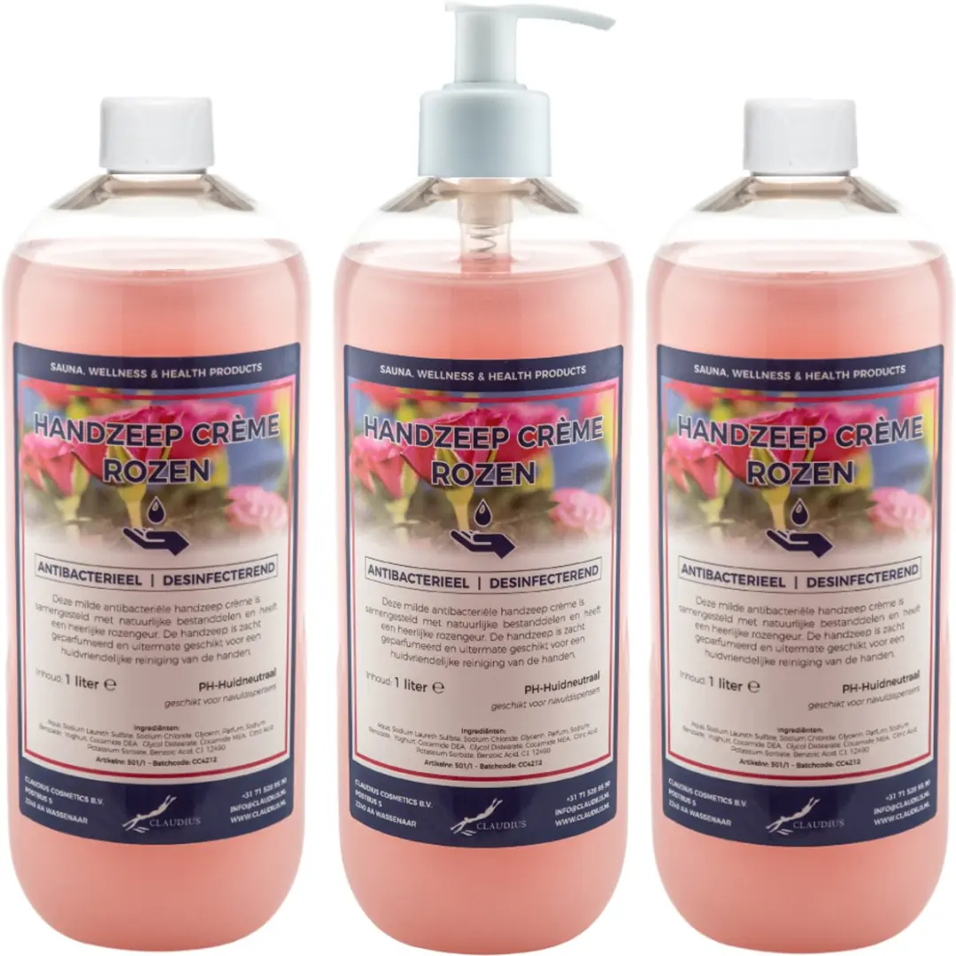 Splashbox Cosmetics Handzeep Crème Rozen 1L - Set van 3