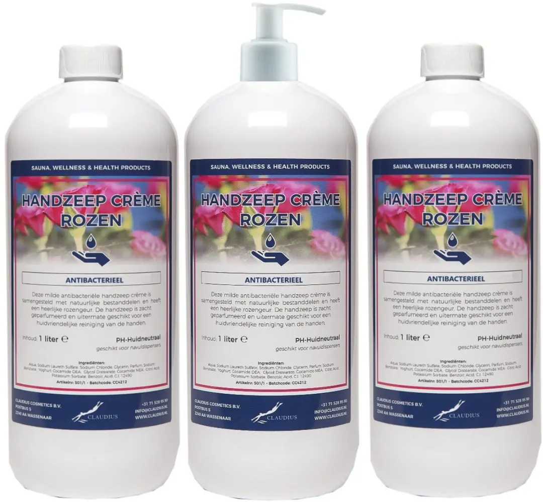 Splashbox Cosmetics Handzeep Crème Rozen 1L - Set van 3