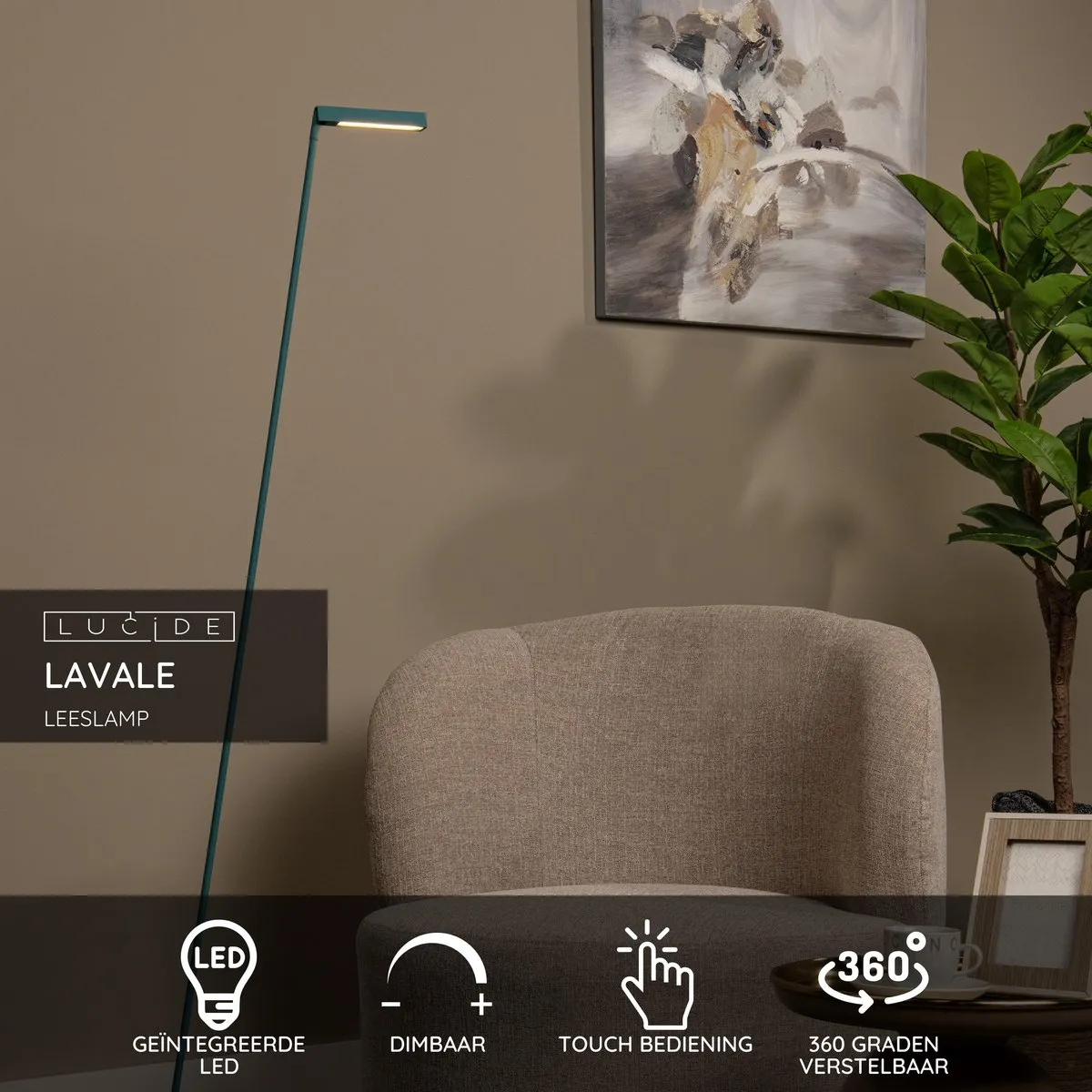 Lucide LAVALE LED Leeslamp 3W - Turkoois