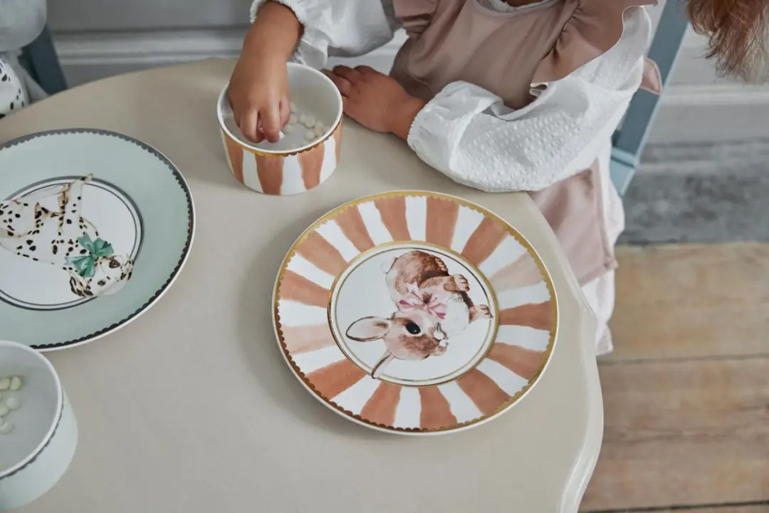 Elodie Bunny Darling Porseleinen Babyservies - 1 Bord + Kom