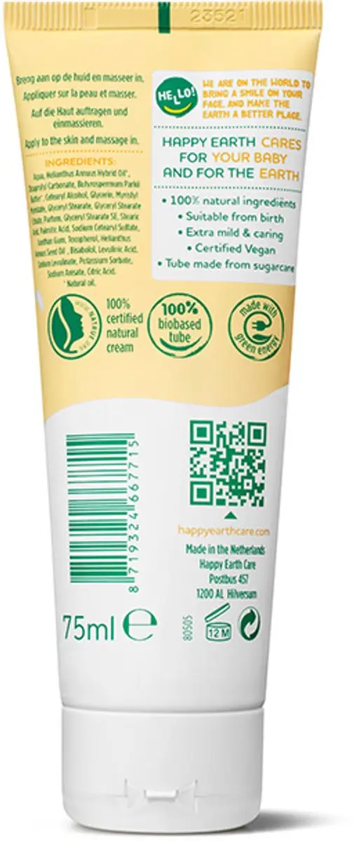 Happy Earth Baby & Kids Voedende Crème - 6x75ml