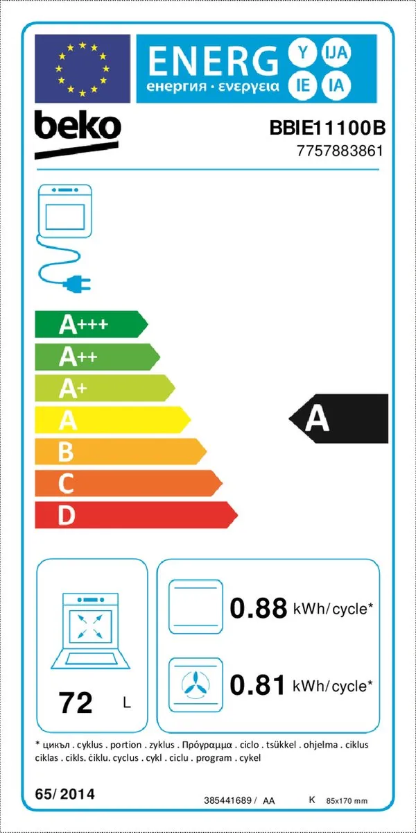 Beko BBIE11100B Inbouwoven 72L - 2400W - Zwart - afbeelding 6 van 6