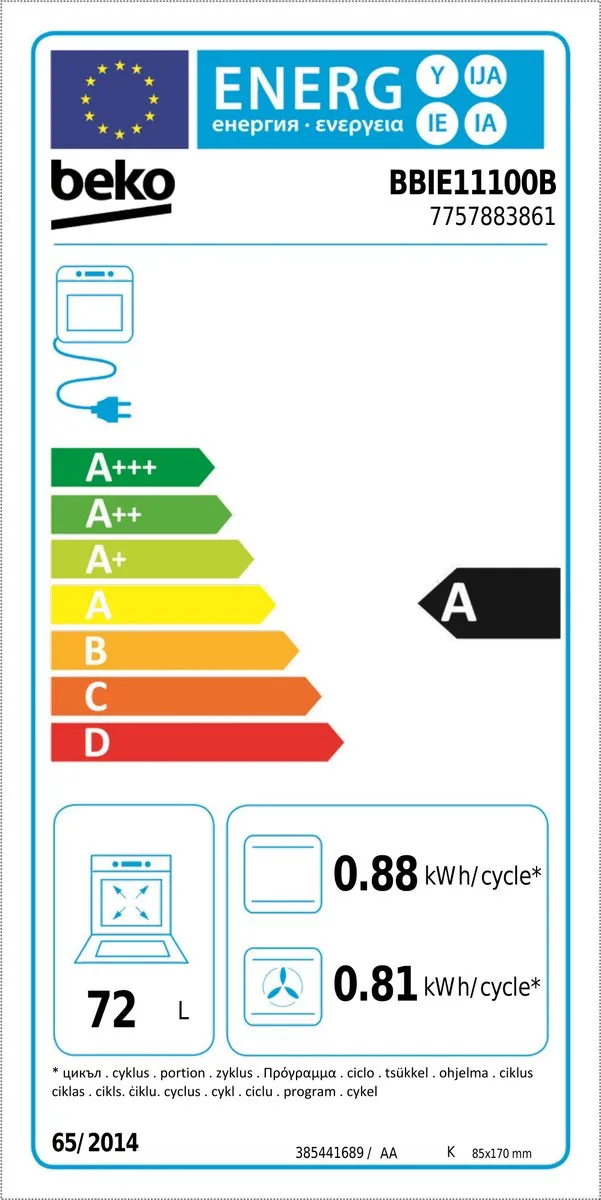 Beko BBIE11100B Inbouwoven 72L - 2400W - Zwart