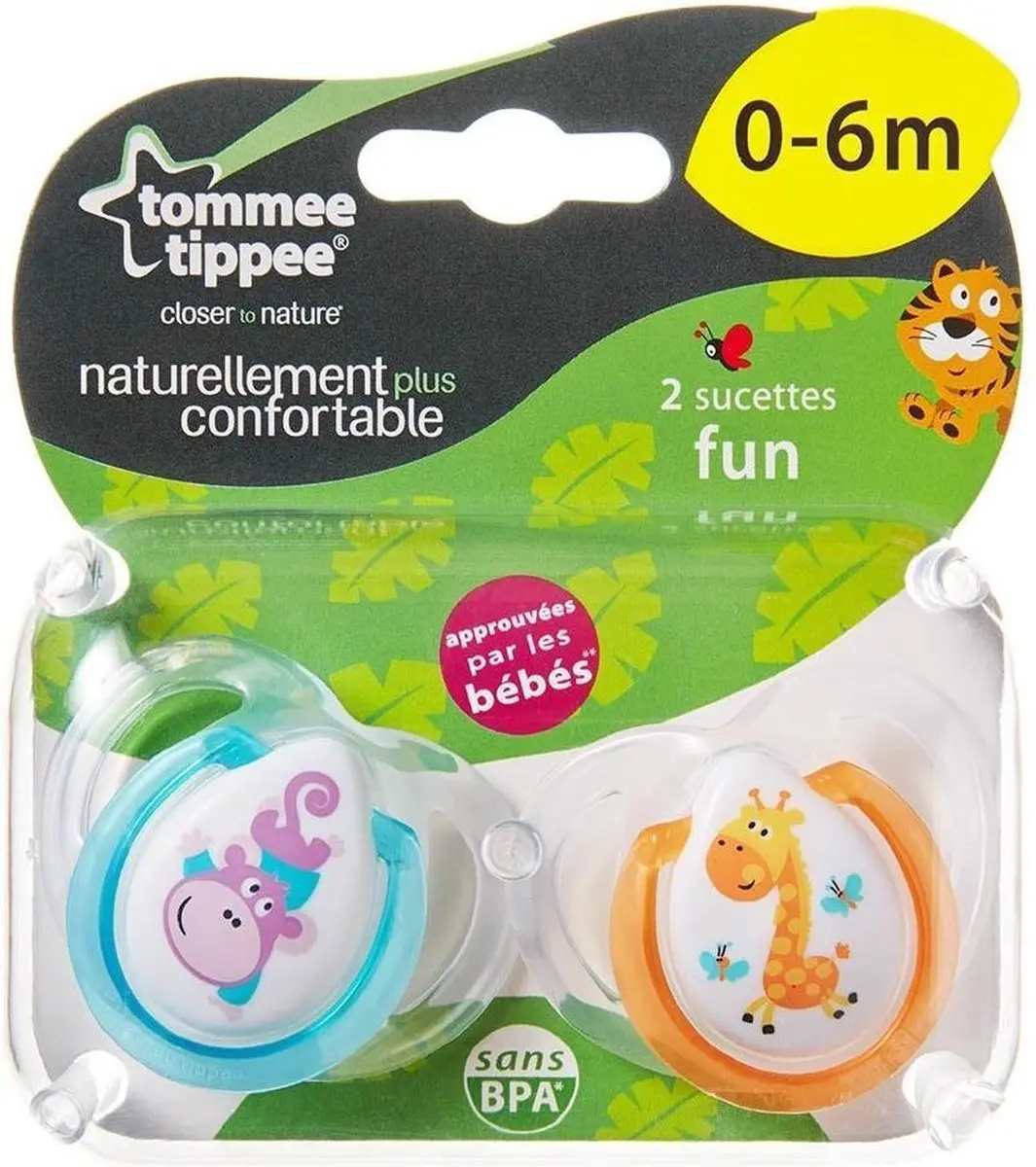 Tommee Tippee Fun Style Fopspenen 0-6m - 2 Stuks - Multicolor