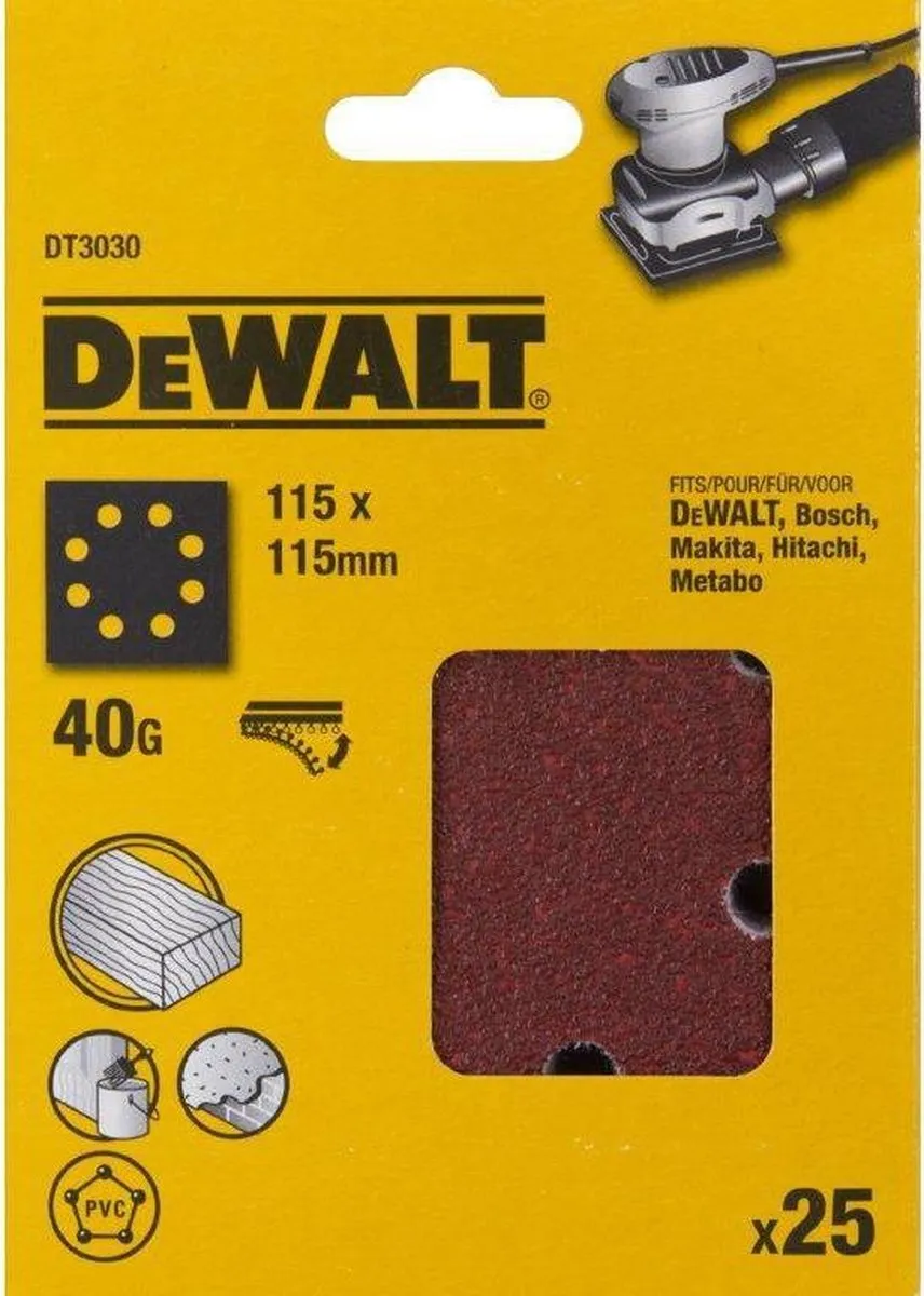 DeWalt DT3030 P40 Schuurpapier 1/4 Velcro - 25 Stuks