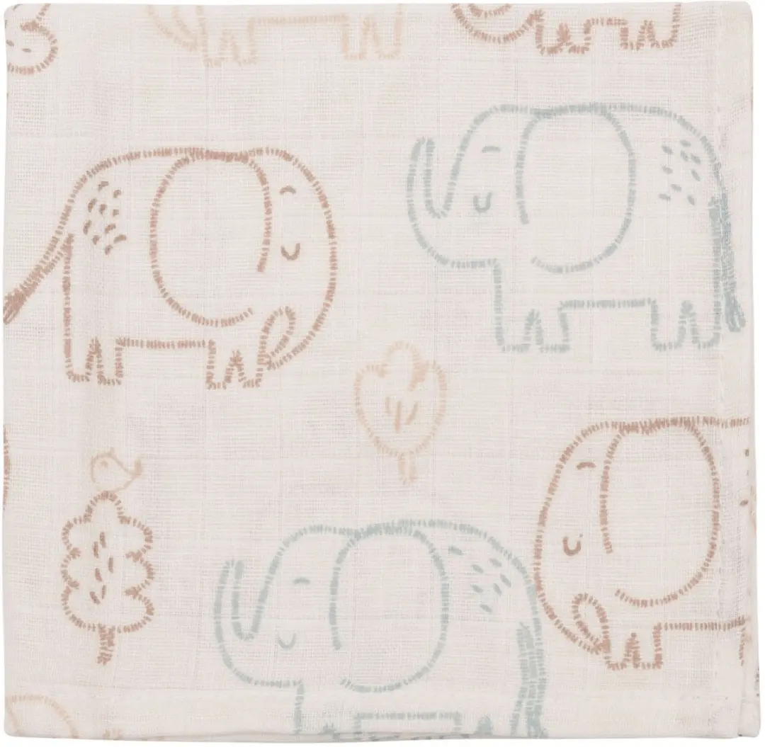 Jollein Hydrofiel Monddoekje Basic Elephant Tales - 3 Stuks - afbeelding 6 van 6
